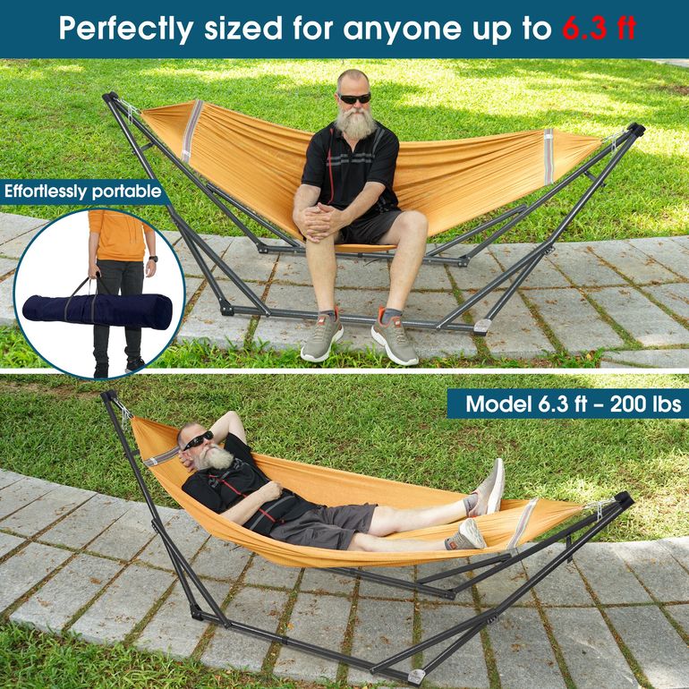 Tranquillo Original Collapsible Hammock with Stand, Yellow