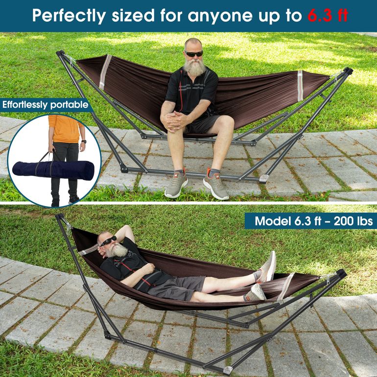 Tranquillo Original Collapsible Hammock with Stand, Brown