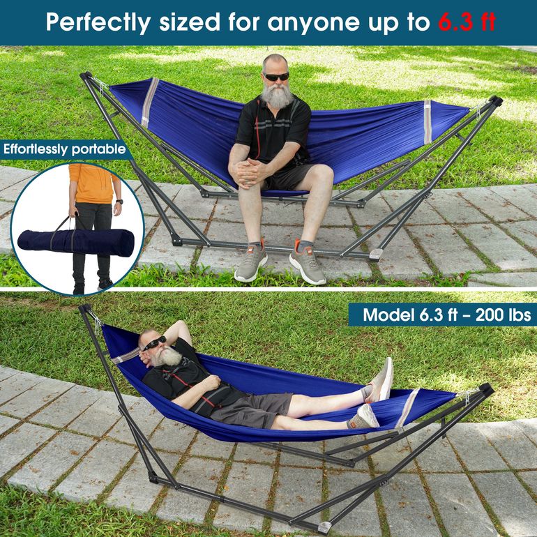 Tranquillo Original Collapsible Hammock with Stand, Blue