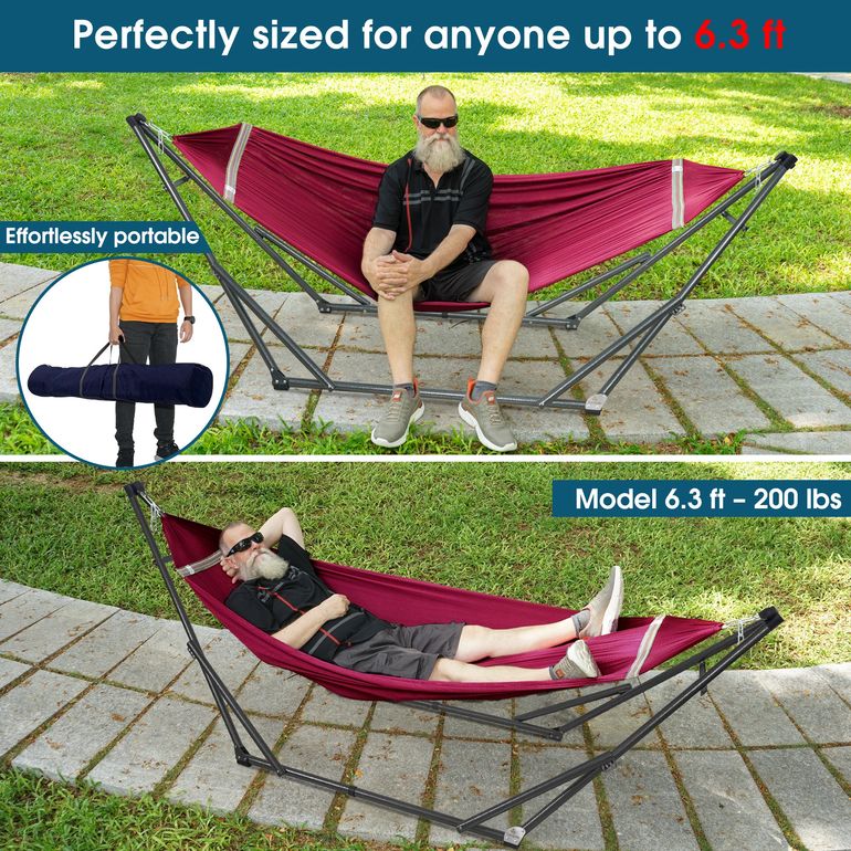 Tranquillo Original Collapsible Hammock with Stand, Red