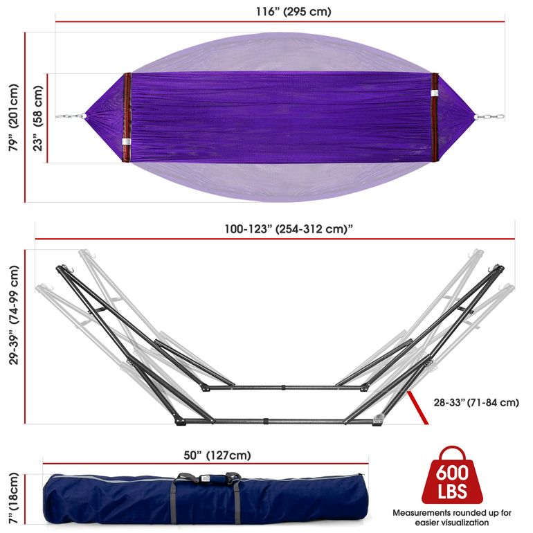 Tranquillo Original Collapsible Hammock with Stand, Purple