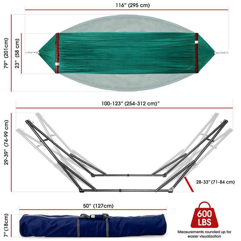Tranquillo Original Collapsible Hammock with Stand, Peacock