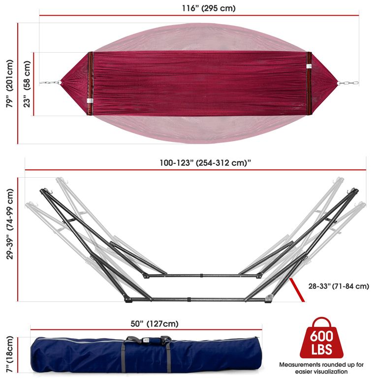 Tranquillo Original Collapsible Hammock with Stand, Red