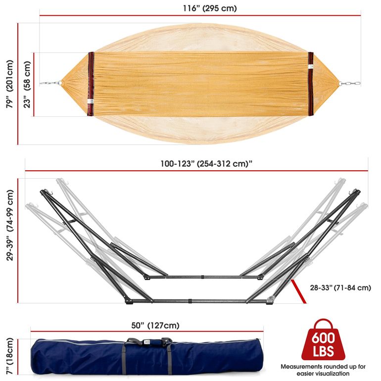 Tranquillo Original Collapsible Hammock with Stand, Yellow