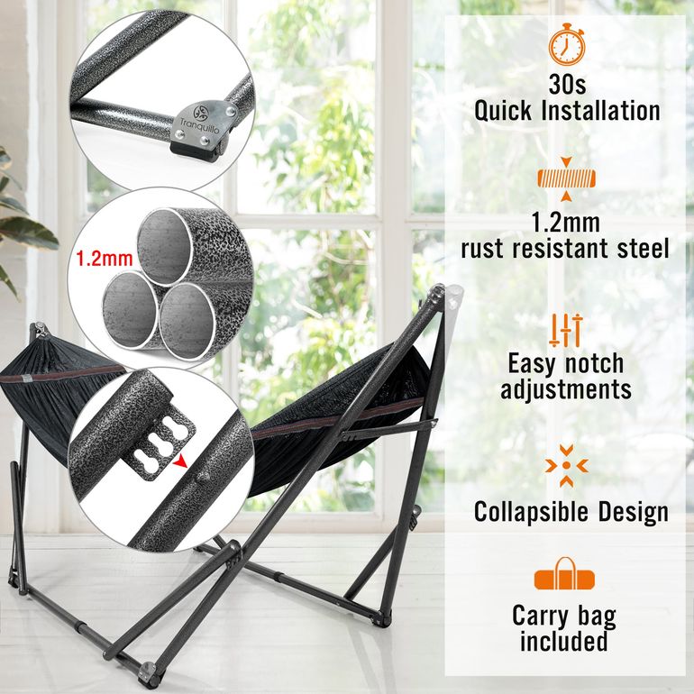 Tranquillo Universal Hammock with Stand, Black