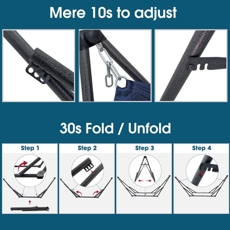 Tranquillo Original Collapsible Hammock with Stand, Aegean