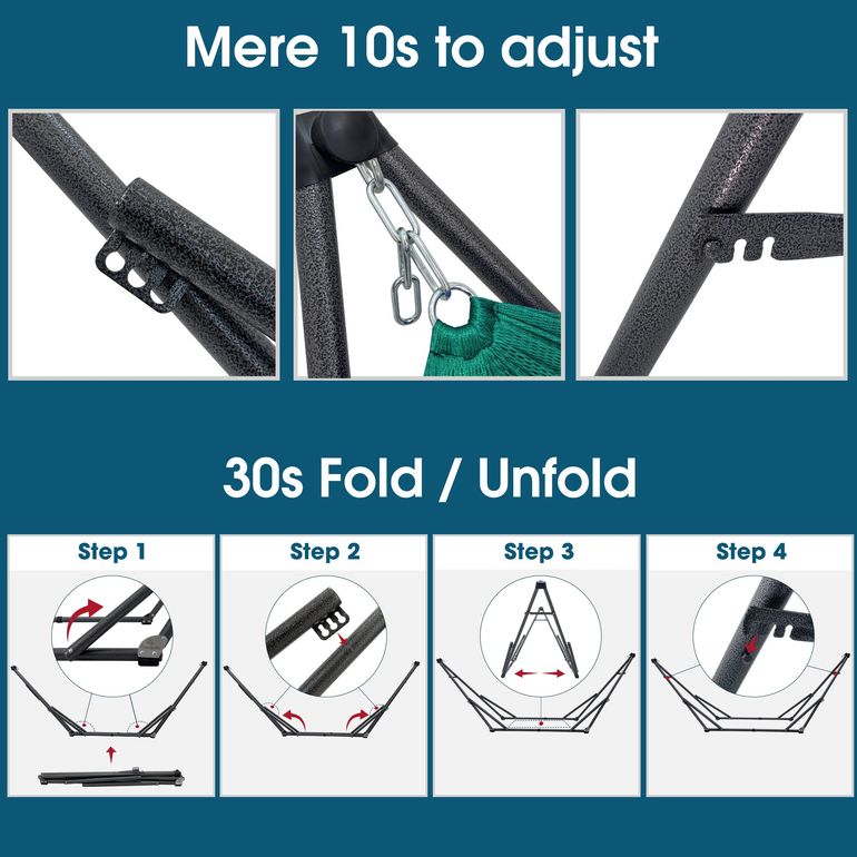 Tranquillo Original Collapsible Hammock with Stand, Peacock