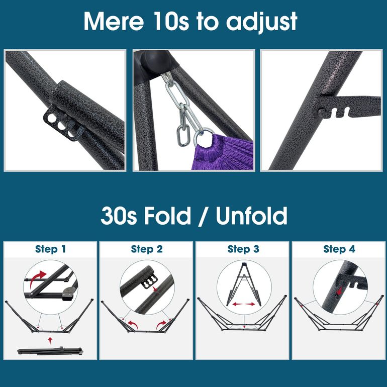 Tranquillo Original Collapsible Hammock with Stand, Purple