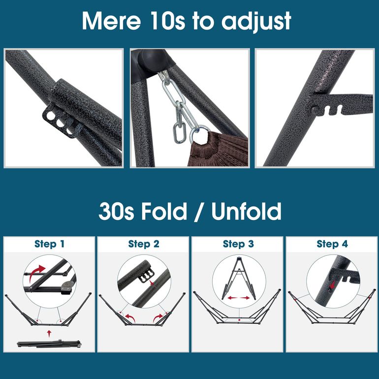 Tranquillo Original Collapsible Hammock with Stand, Brown