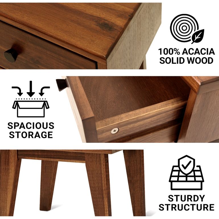 Acacia Sofia Nightstand with drawer