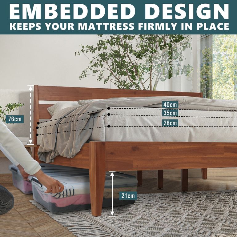 Acacia Emery Bedframe with headboard