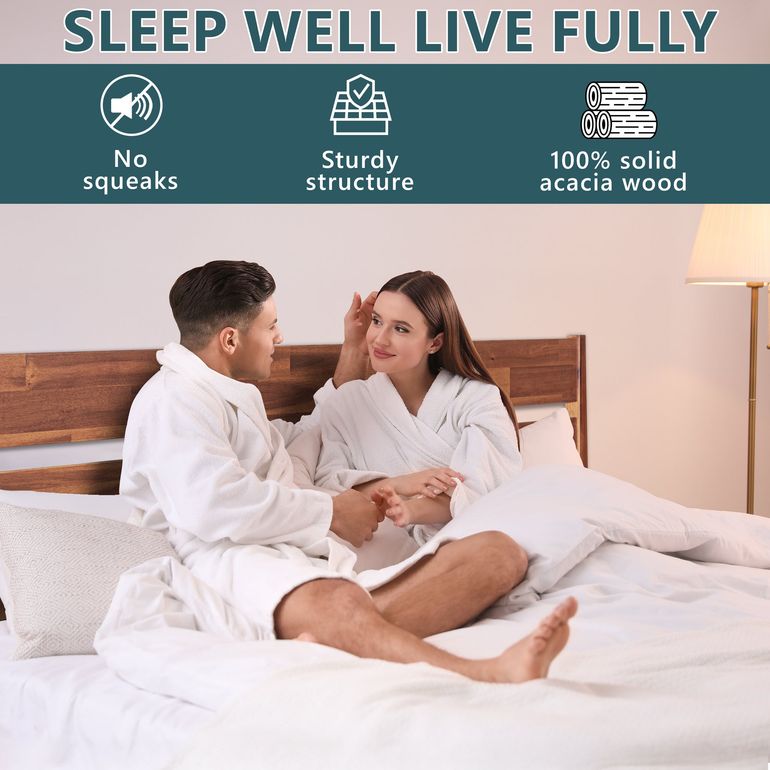 Acacia Emery Bedframe with headboard