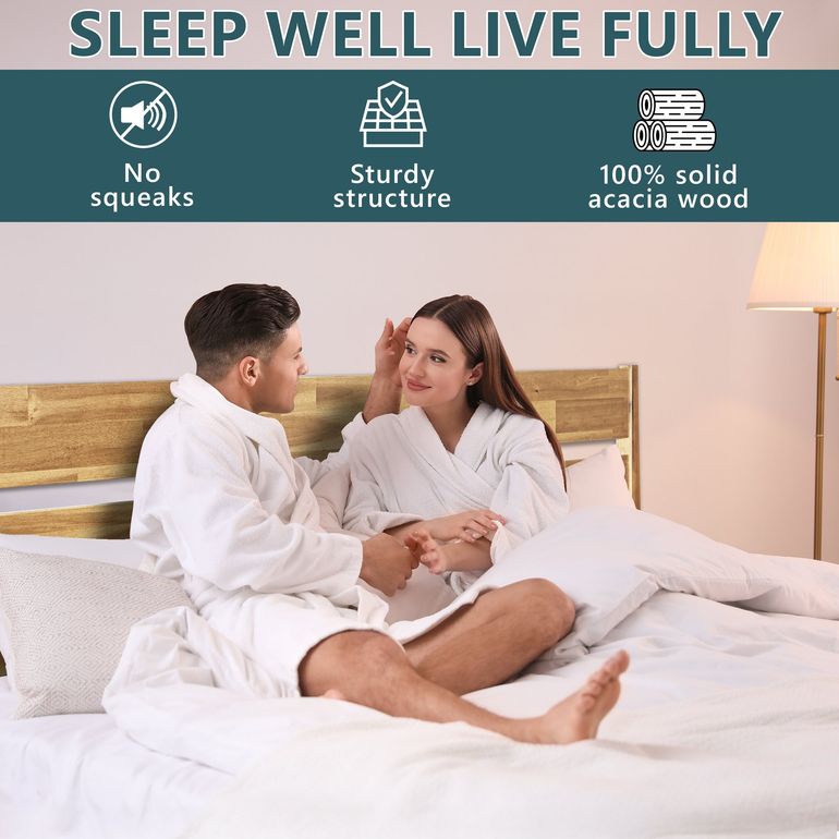 Acacia Emery Bedframe with headboard