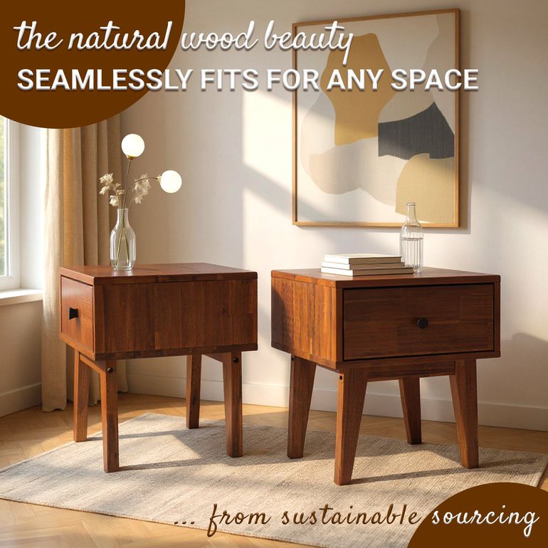 Acacia Sofia Nightstand with drawer