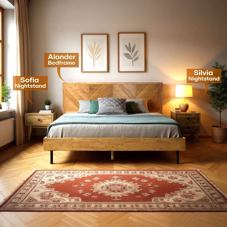 Acacia Sofia Nightstand with drawer