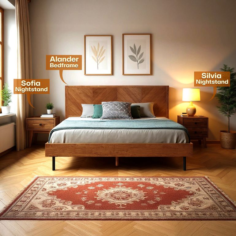 Acacia Sofia Nightstand with drawer