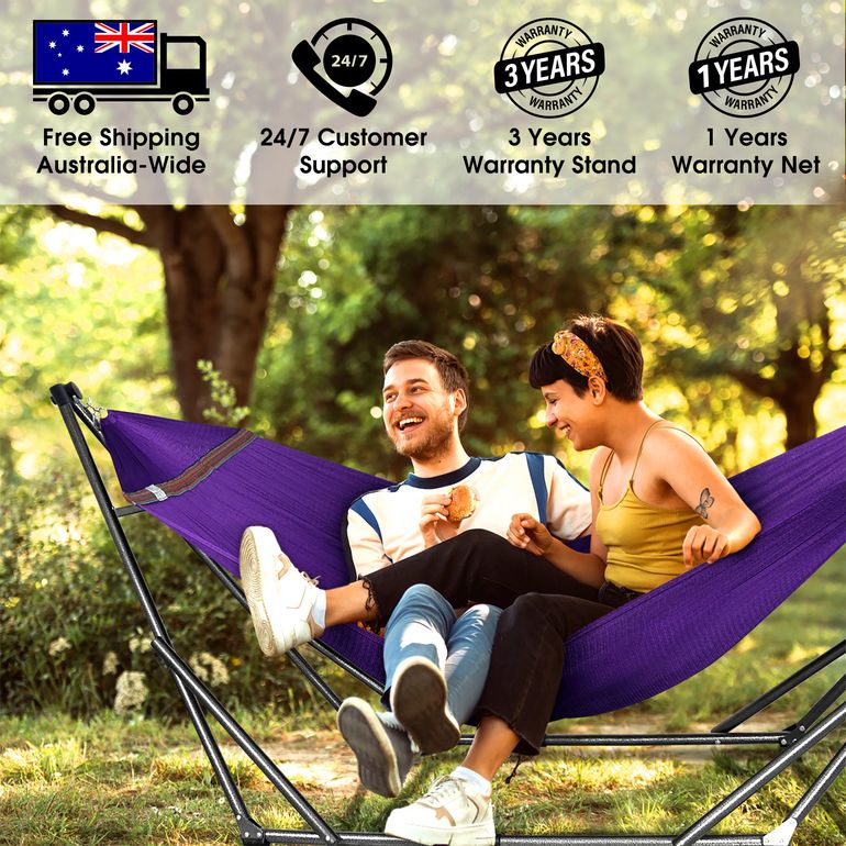 Tranquillo Original Collapsible Hammock with Stand, Purple